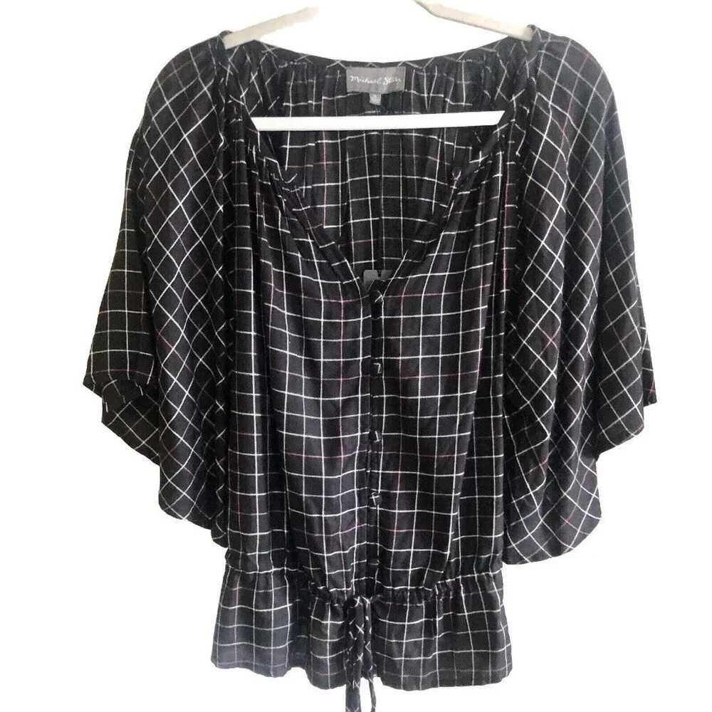 New Michael Stars plaid oversized top. Size M. Boho